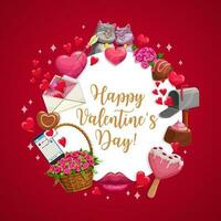 content Valentin jour, l'amour bonbons cœurs, chats baiser vecteur