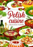 polonais cuisine nourriture affiche, vaisselle et repas menu vecteur