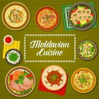 moldave cuisine menu couverture, moldave nourriture vaisselle vecteur