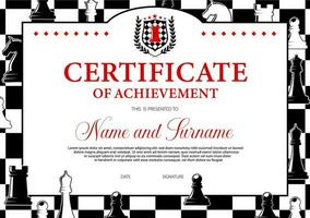certificat de réussite dans échecs tournoi vecteur