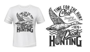 chasse club vecteur T-shirt impression avec canard oiseau