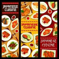 bannières vectorielles de cuisine japonaise, nourriture du japon vecteur