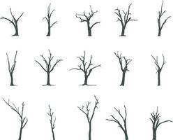 nu arbre silhouettes, arbre silhouette, mort arbre silhouette, arbre vecteur illustration
