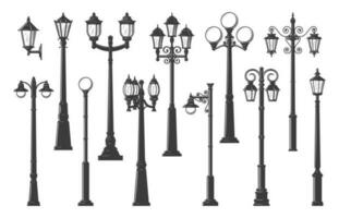 isolé éclairage public, lampadaires et lampadaires vecteur