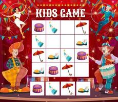 des gamins Labyrinthe Jeu avec cirque clowns. sudoku énigme vecteur