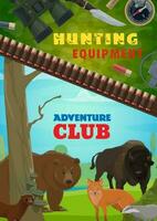 chasse équipement, aventure club vecteur affiche