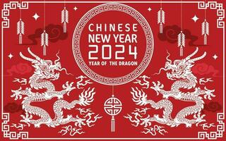 content chinois Nouveau année 2024 année de le chinois dragon zodiaque vecteur