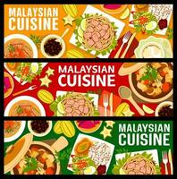 malais cuisine nourriture bannières, asiatique riz curry vecteur