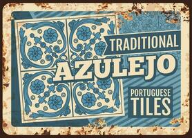 le Portugal voyage, azulejo carrelage, métal assiette rouillé vecteur