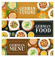 allemand cuisine nourriture bannières, Allemagne plats, repas vecteur