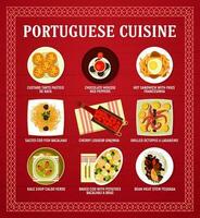 Portugais cuisine menu carte de restaurant vaisselle vecteur