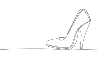 les femmes chaussure comme un ligne dessin bannière. continu main tiré minimaliste minimalisme conception isolé sur blanc Contexte vecteur illustration.