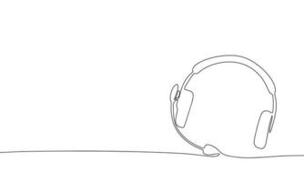 casque de musique avec microphone. ligne art appel centre vecteur illustration. contour concept appel centre.