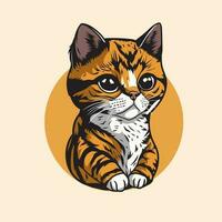 mignonne tigre chat personnage, sauvage animal mascotte vecteur