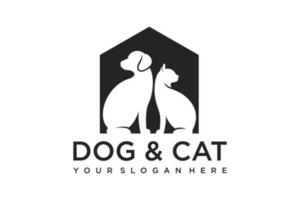 chien chat animal de compagnie maison maison logo vecteur icône illustration