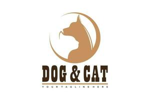 chat et chien logo conception. logos pouvez être utilisé pour animal de compagnie soins, clinique et vétérinaire. vecteur
