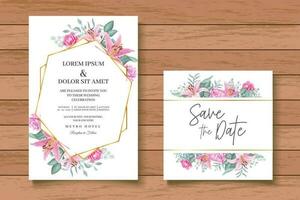 carte d'invitation de mariage avec décoration florale dessinée à la main vecteur