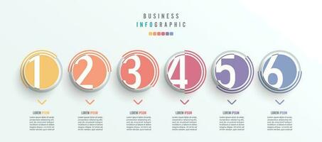 élément infographique d'entreprise avec 6 options, étapes, conception de modèle de vecteur de nombre