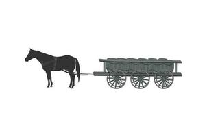 cheval wagon avec barils. isolé sur blanc Contexte. ancien, traditionnel, histoire, mode concept vecteur