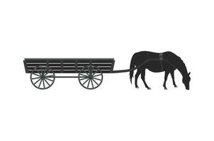 silhouette cheval et le chariot, traditionnel rural transport vecteur