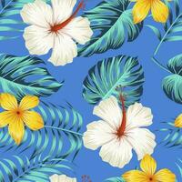 motif floral sans couture avec des feuilles. fond tropical vecteur