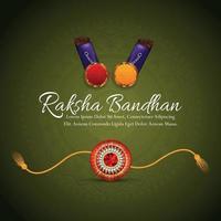 joyeux raksha bandhan célébration carte de voeux avec cristal vecteur rakhi