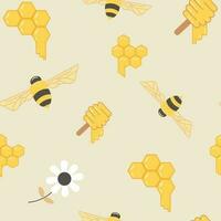 sans couture modèle, les abeilles, Miel, nids d'abeilles, modèle, textile, fond d'écran, arrière-plan, brillant, joyeux, mignon, guêpes, camomille, ensemble, vecteur
