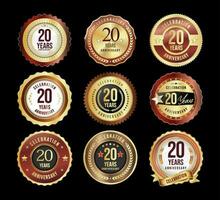 collection de d'or anniversaire badge et Étiquettes vecteur illustration