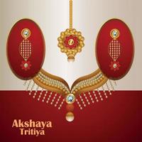 Carte de voeux de célébration akshaya tritiya avec bijoux en or et diamant vecteur