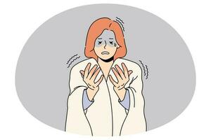indisposé femme souffrir de gelure les doigts vecteur