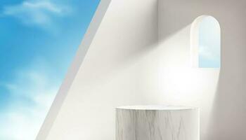 marbre étape avec une ensoleillement à venir par une fenêtre dans 3d illustration vecteur