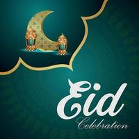 illustration vectorielle eid mubarak avec lanterne arabe créative vecteur