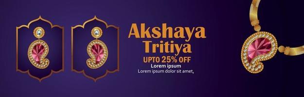 Festival indien d'Akshaya tritiya vente en-tête avec collier en or vecteur
