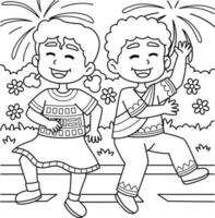 garçon et fille dansant sur juneteenth coloration page vecteur