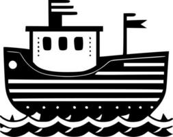 bateau - noir et blanc isolé icône - vecteur illustration