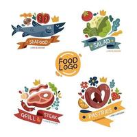 conception de logo de quatre types de cuisine vecteur