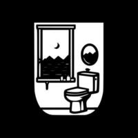 salle de bains - noir et blanc isolé icône - vecteur illustration