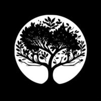arbre de la vie - noir et blanc isolé icône - vecteur illustration