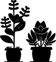 les plantes - noir et blanc isolé icône - vecteur illustration