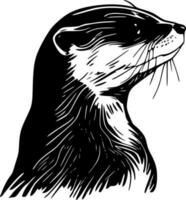 loutre - noir et blanc isolé icône - vecteur illustration