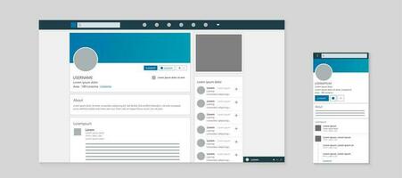 social réseau site Internet filaire interface maquette pour ordinateur et mobile téléphone, rwd modèle vecteur