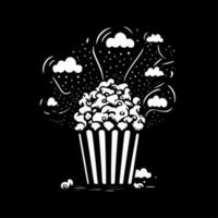 Popcorn, noir et blanc vecteur illustration