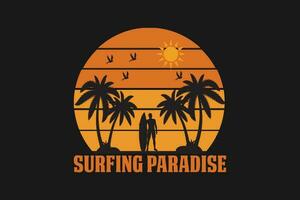 surfant paradis T-shirt vecteur