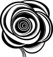 roulé fleurs - noir et blanc isolé icône - vecteur illustration