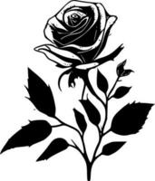 Rose - noir et blanc isolé icône - vecteur illustration