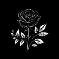 Rose - noir et blanc isolé icône - vecteur illustration