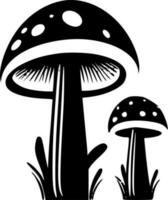 champignons - noir et blanc isolé icône - vecteur illustration