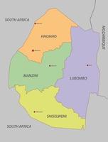 carte du swaziland avec les états vecteur