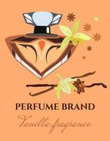 aux femmes parfum avec différent senteurs, vanille extrait, designer bouteille vecteur