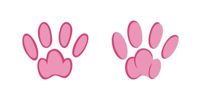 rose animal empreintes de pattes. esquisser empreintes de une lapin, lapin, chat ou chien. vecteur illustration